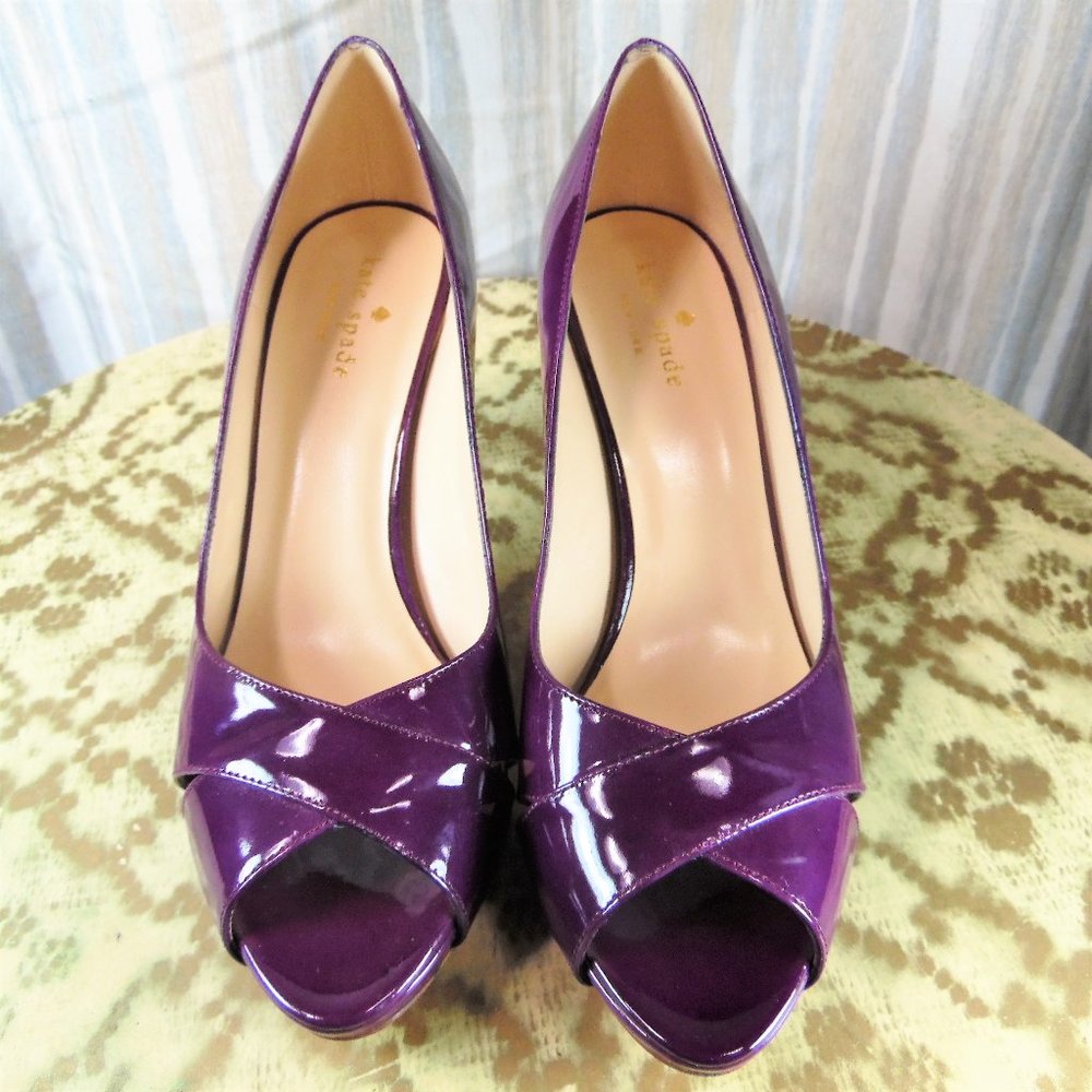 Kate Spade Purple Criss Cross Peep Toe Heels